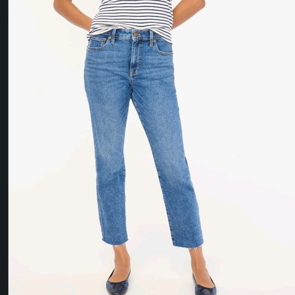 J.CREW Factory Curvy Essential Straight High-Rise Raw Hem Denim Jeans Women's 30